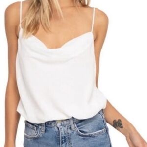 Topshop White Satin Draped Neck Tank